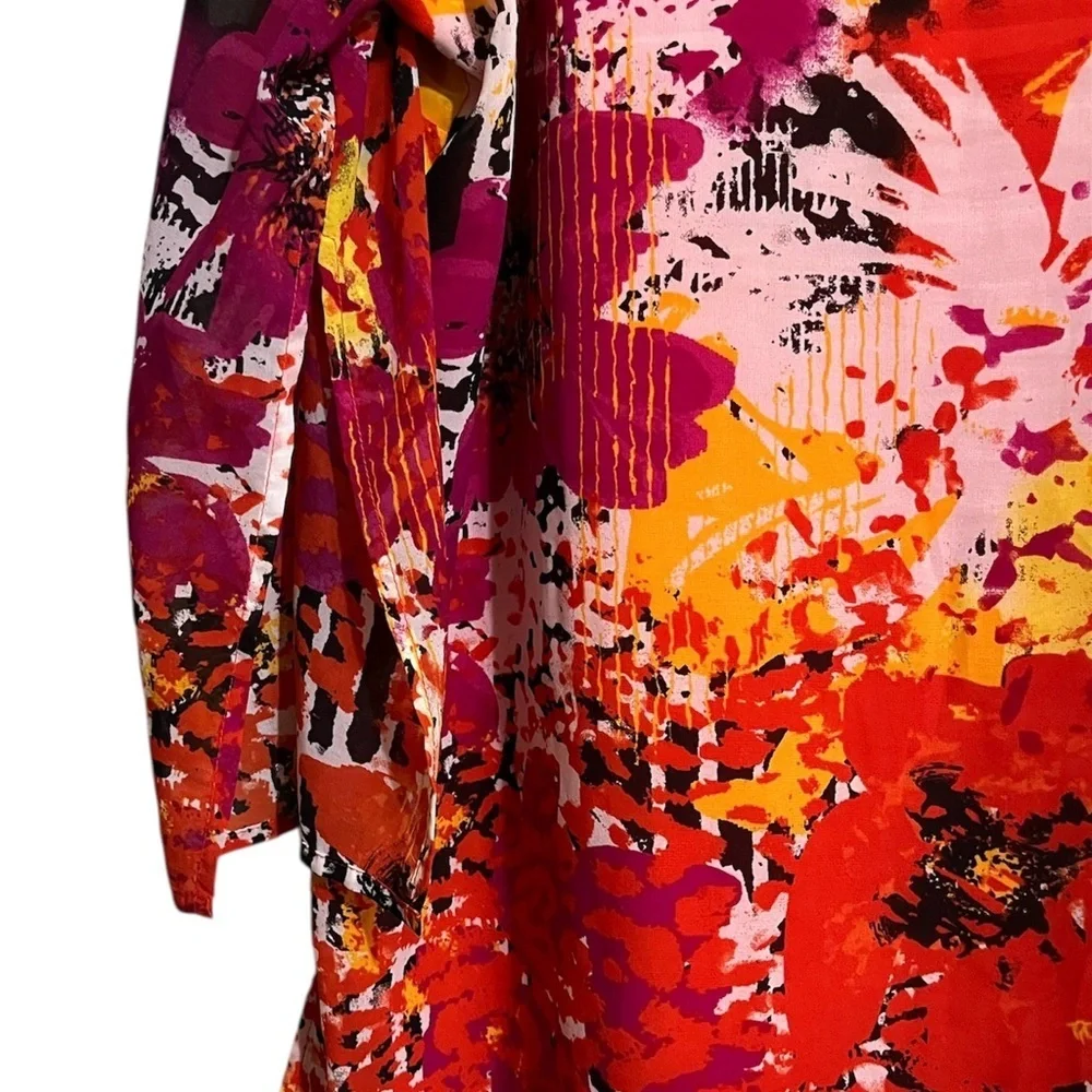 Multiples Women’s XL Modern Art To Wear Tunic Top Blouse Multi Color Flowery - Picture 3 of 6